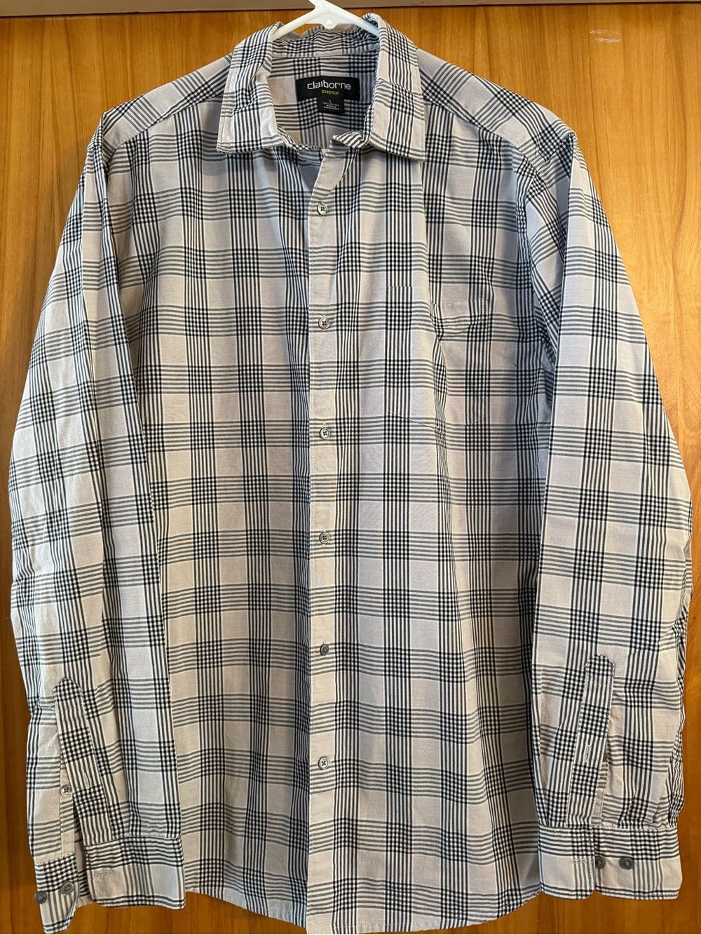 Claiborne Black and White Plaid Long-Sleeve Button-Down Shirt